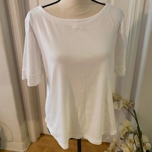 Chico’s White Elbow Sleeve Scoop Neck Tee